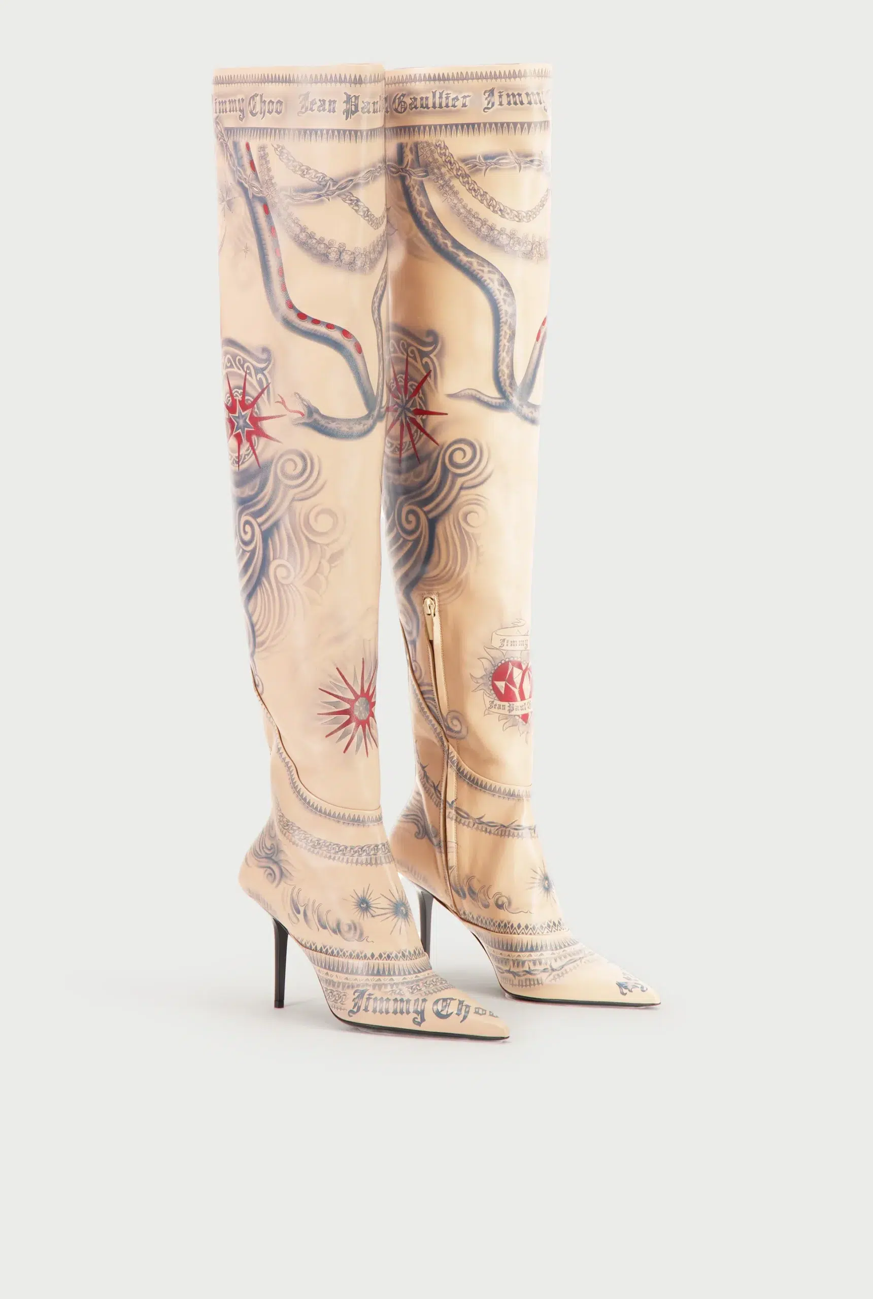 JEAN PAUL GAULTIER / JIMMY CHOO OVER THE KNEE BOOT 90 NUDE