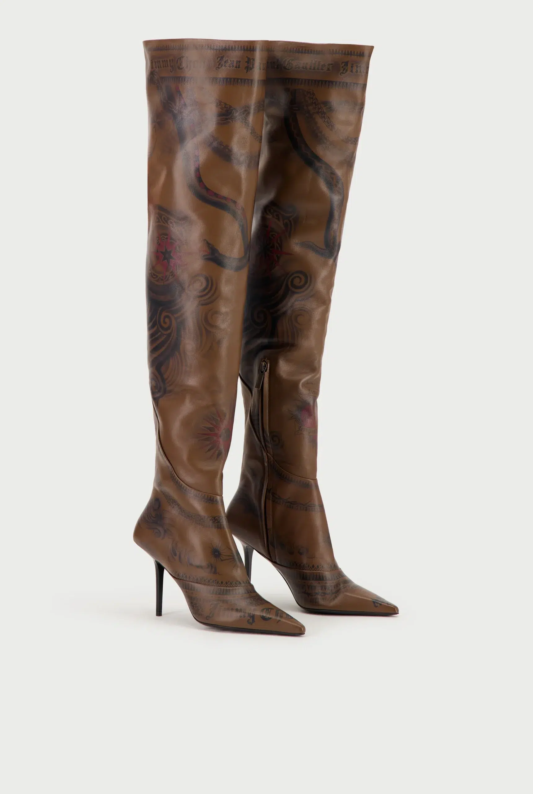 JEAN PAUL GAULTIER / JIMMY CHOO OVER THE KNEE BOOT 90 ÉBÈNE